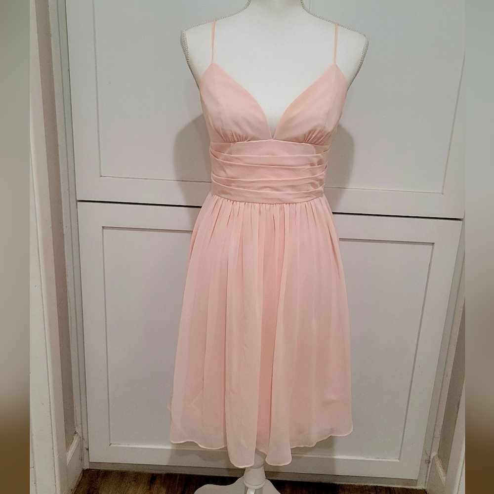 Romantic Pink Chiffon Formal Spaghetti Strap Dress | Size 4 - Picture 1 of 6